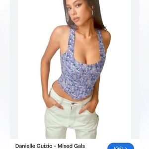 Mixedgals Woman’s Floral  Lace Feminine Racerback Corset Top Size Small